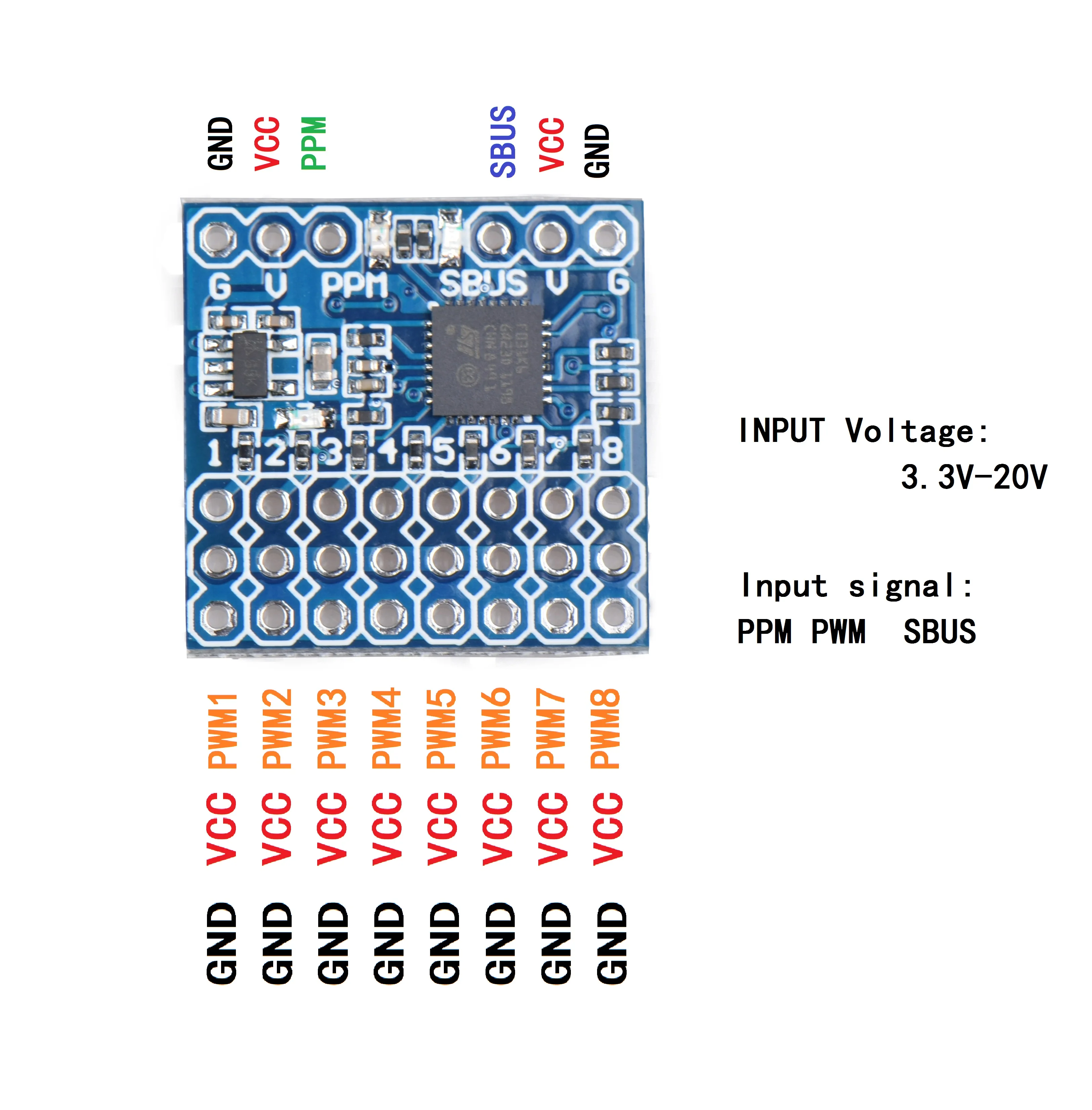 JHEMCU 8CH Receiver PWM PPM SB - Receiver Sbus 8Ch recension och pris