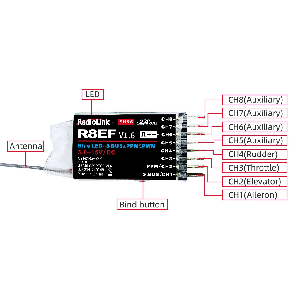 Radiolink R8EF Receiver 2.4G 8 - Receiver Sbus 8Ch recension och pris